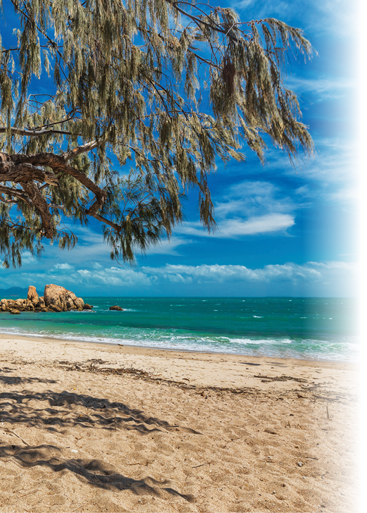 Horseshoe Bay at Bowen - iconic beach with granite climbing rocks, north Queensland, Australia
